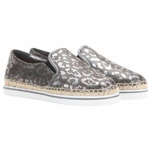 Jimmy Choo Dawn Metallic Leather Espadrilles Sneakers, EU 37 1/2  US 7.5